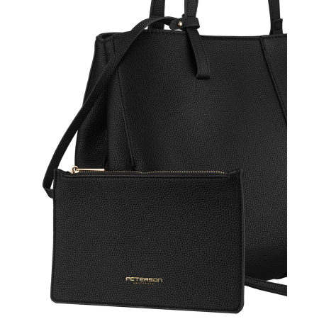 Geantă de damă neagră tip shopper din piele ecologică cu husă practică inclusă - Peterson PTR-PTN TOR-ALE-26 BLACK [3]