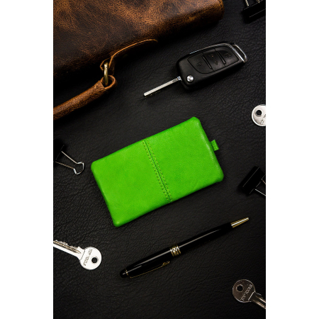 Husa din piele naturala verde cu fermoar in fata PTR-KC-02-PDM L.GREEN [2]