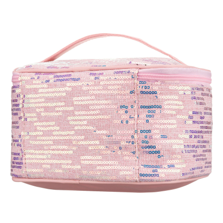 Geantă cosmetică de călătorie din material sintetic roz, decorată cu paiete - Peterson PTR-PTN KOS-DA-18-3538 P [2]