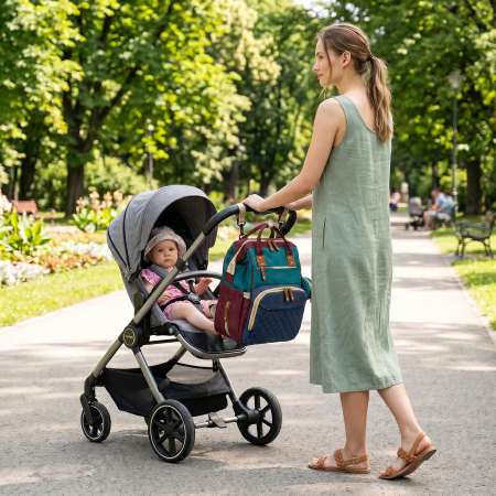 Rucsac de mama din poliester bleumarin și turcoaz cu închidere cu fermoar - Peterson [1]