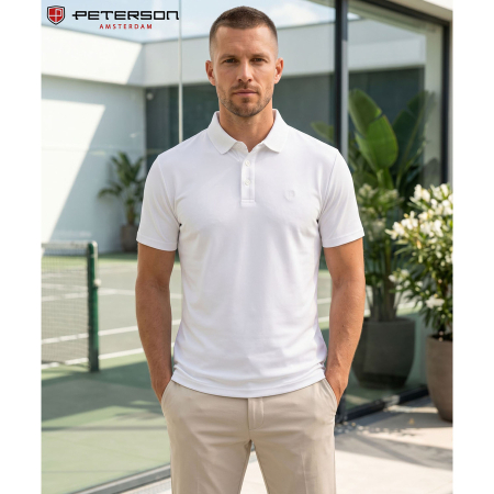 Tricou polo alb bărbătesc, croială regulată, mărimi de la M la XL - Peterson [1]