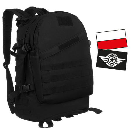 Rucsac militar negru cu bretele reglabile, trei compartimente - Peterson PTR-PTN BL003-8069 BLACK [2]