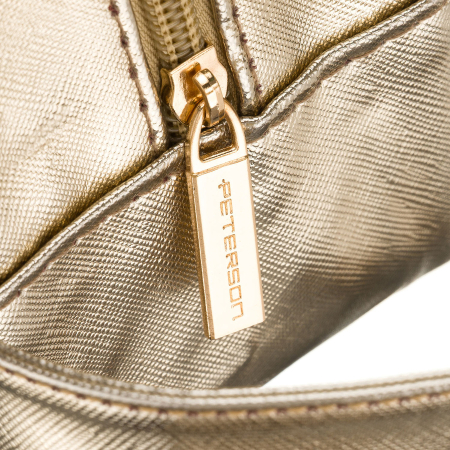 Geantă cosmetică aurie din material sintetic, cu mâner confortabil și panou transparent - Peterson PTR-PTN KOS-DA-21 L.GOLD [5]