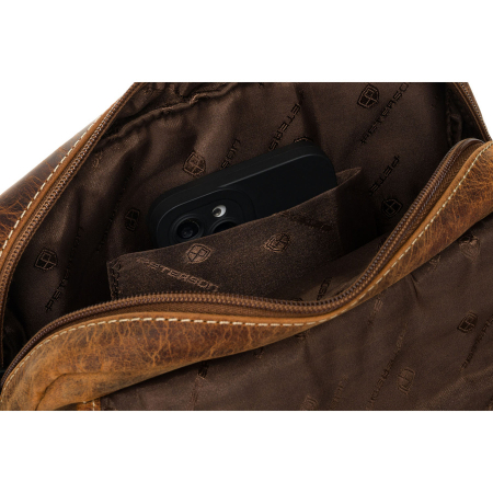 Geantă bărbătească din piele maro cu clapă - Peterson PTR-PTN 015-TMH-6570 TAN [4]