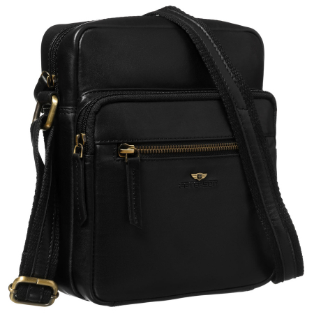  Handbags - Geantă bărbătească urbană, neagră, din piele naturală, cu curea reglabilă - Peterson PTR-PTN 710-TUM-0390 BLA