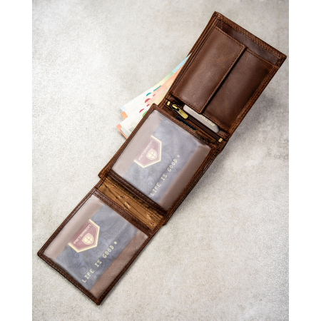 Portofel mare bărbătesc din piele, maro, cu sistem RFID - Peterson PTR-PTN N992-LWC-0734 CO [6]