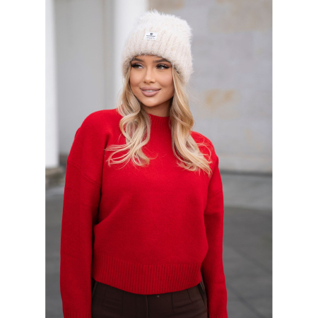 Căciulă beanie bej pentru femei, confecționată din nailon, acoperită cu o textură care imită blana - Peterson PTR-PTN HAT-11-5554 KHAK [3]