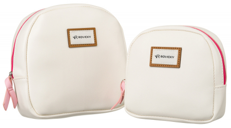 Import - Set doua genti cosmetice dama din piele ecologica - Rovicky PTR-R-261-9404 WH