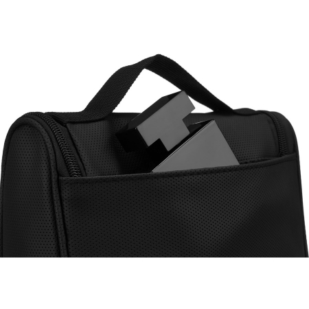 Geantă sintetică neagră pentru cosmetice de călătorie cu maner și închidere cu fermoar - Peterson PTR-PTN KOS-H-01-6813 BL [9]