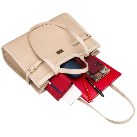 Geantă clasică de damă, bej, cu clemă magnetică - Peterson PTR-PTN LILIA BEIGE [7]