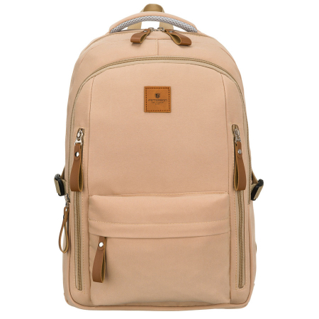  Backpacks - Rucsac școlar bej din poliester cu compartiment pentru laptop și închidere cu fermoar - Peterson PTR-PTN BHX-01-9273 Beig