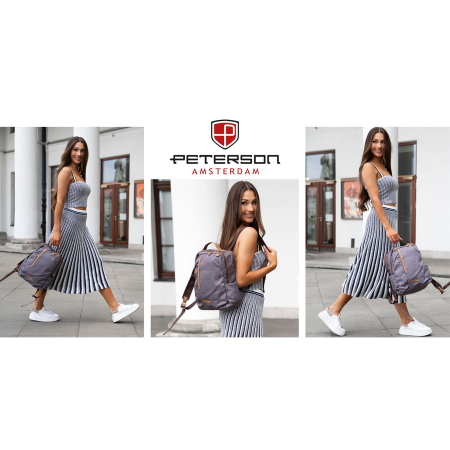 Rucsac gri pentru femei cu bretele reglabile și închidere cu fermoar - Peterson PTR-PTN JN-09-0085 GRAY [8]