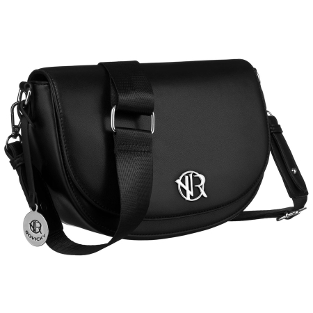  Handbags - Geantă de damă la modă, cu clapă, din piele ecologică, de culoare neagră - Rovicky