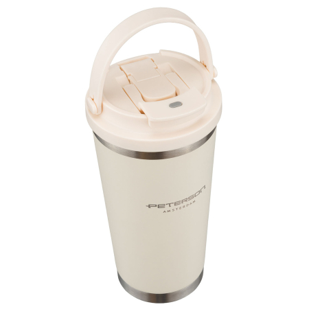 Cană termică practică din oțel inoxidabil ecru cu mâner practic, capacitate 560 ml - Peterson [7]