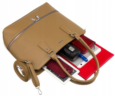 Geanta shopper de dama eleganta din piele ecologica cu curea detasabila - Rovicky PTR-R-072-04-0379 BE [6]