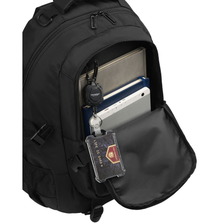 Rucsac spațios din poliester negru, cu compartiment pentru laptop și retractor - Peterson [6]