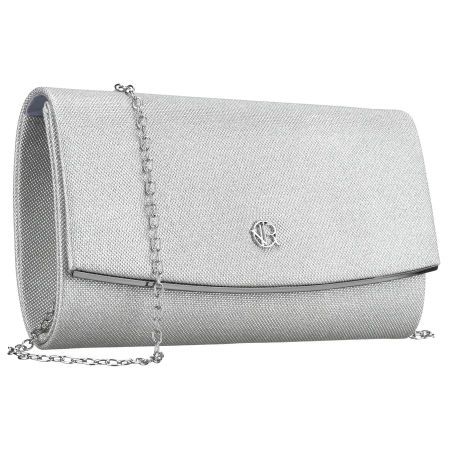 Import - Geantă elegantă de damă argintie, din material sintetic, cu închidere cu clip magnetic - Rovicky PTR-R-XS028-2-0634 SILVE