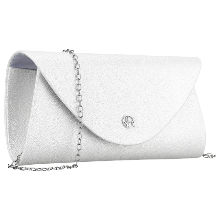 Clutch / Posete Plic - Geantă tip clutch argintie pentru femei, din piele ecologică, suspendată cu lanț - Rovicky R-XS029-1-0702 SILVE