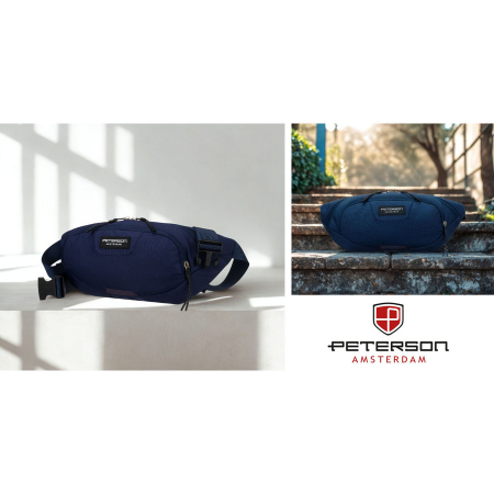 Geantă sport tip borseta din poliester bleumarin cu închidere cu fermoar - Peterson PTR-PTN SWY-01-8443 NAVY [1]