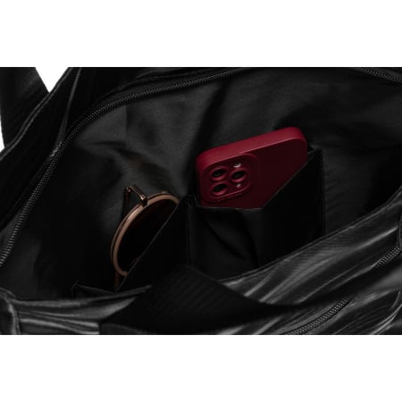 Geantă mare de damă din poliester negru cu model ondulat - Rovicky PTR-R-TZ-01-2394 BLACK W [5]
