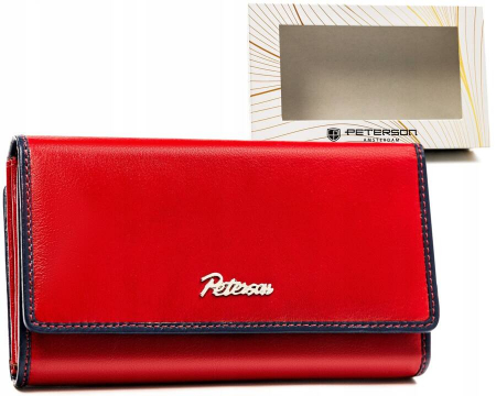 Portofele Dama - Portofel dama din piele naturala Peterson PTR-PTN KA-24-9528 RED/N