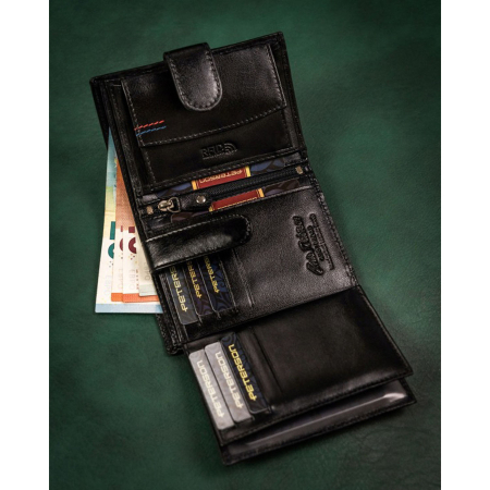 Set cadou: portofel vertical bărbătesc negru și curea dublă din piele naturală cu cataramă clasică - Peterson [6]