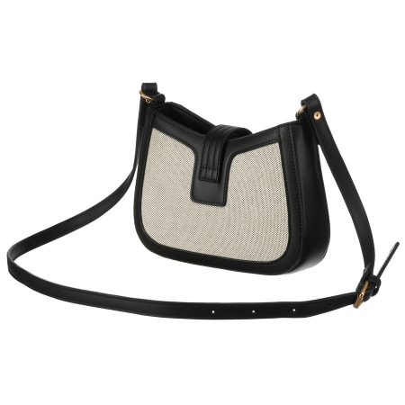 Geantă de damă bej din piele naturală și pânză Peterson PTR-PTN CAN-02 NAT-BLACK [1]