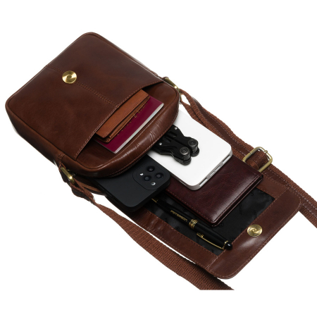 Geantă de umăr bărbătească din piele naturala maro - Peterson PTR-PTN 512-TUM-0543 BRO [8]