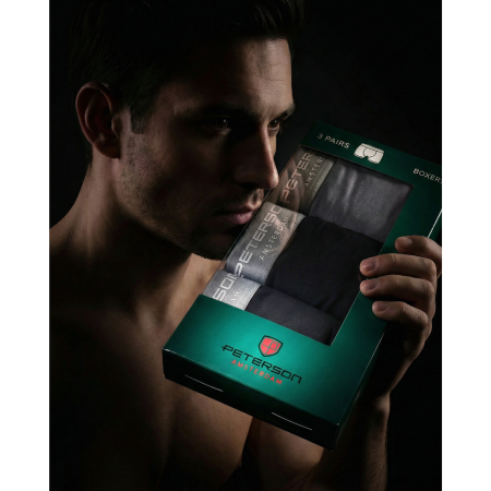 Boxeri bărbătești din bumbac, set de 3 perechi, negru - gri XL - Peterson PTR-PTN MY-3-B01XL-BL-DG [17]
