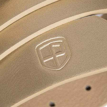 Curea de damă bej, îngustă, din piele ecologică, cu cataramă aurie - Peterson PTR-PTN STU-20G1 [3]