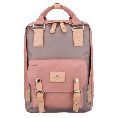 Rucsac de damă roz și gri din poliester și piele ecologică, cu un singur compartiment - Peterson PTR-PTN GAMMA WOODROSE-G [1]