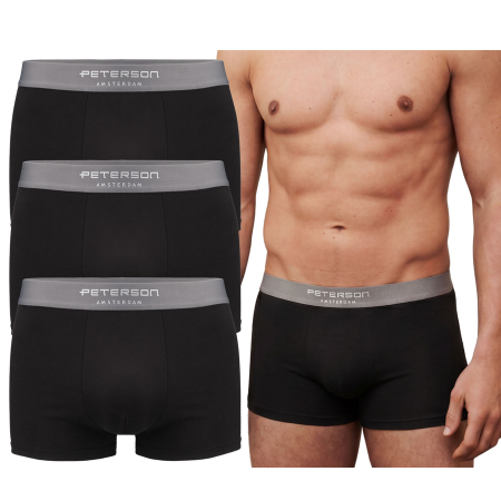 Set de 3 boxeri bărbătești din bumbac, mărimea L, negri - Peterson PTR-PTN MY-3-B01L-BL