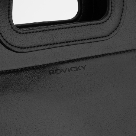 Geantă mare de damă, neagră, din piele ecologică, suspendată pe mânere confortabile, cu husă detașabilă inclusă - Rovicky [3]