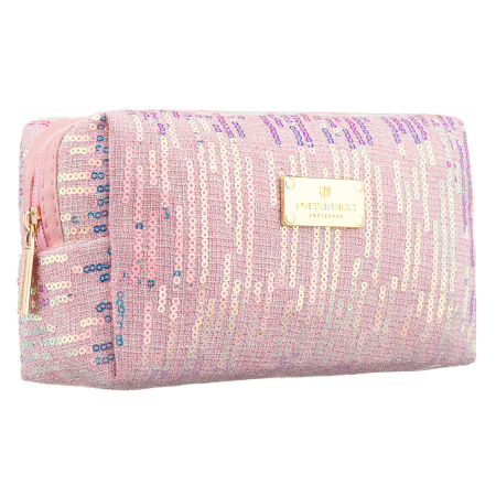  Cosmetic & Toiletry Bags - Geantă cosmetică roz din poliester decorată cu paiete, cu un singur compartiment - Peterson PTR-PTN KOS-DA-19-3569 P
