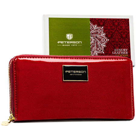 Portofele Dama - Portofel din piele naturala pentru femei Peterson PTR-PTN PH25-1-SAF RED