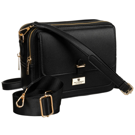 Genti Dama - Geantă de damă neagră, urbană, din piele ecologică - Peterson PTN TOR-ALE-21 BLACK