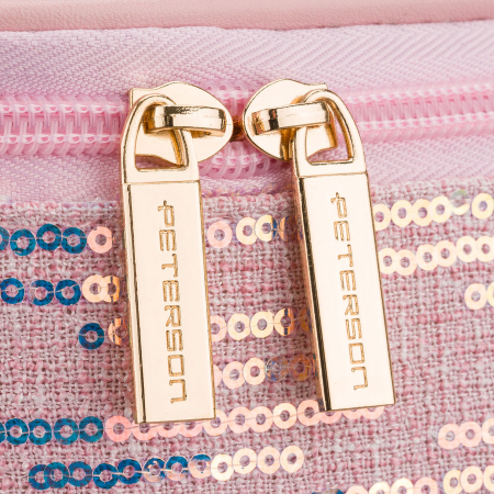 Geantă cosmetică de călătorie din material sintetic roz, decorată cu paiete - Peterson PTR-PTN KOS-DA-18-3538 P [4]