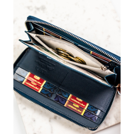 Portofel-penar pentru femei din piele naturală și ecologică, de culoare bleumarin, cu închidere cu fermoar - Peterson PTR-PTN PX25-F773 NAVY [7]