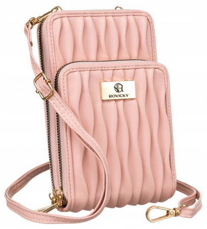  Handbags, Wallets & Cases  - Poșetă-portofel 2 în 1 de culoare roz cu o curea detașabilă - Rovicky PTR-R-MBV-01-6144 PI