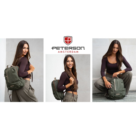 Rucsac verde de damă cu bretele reglabile și închidere cu fermoar - Peterson PTR-PTN JN-09-0078 GREEN [12]