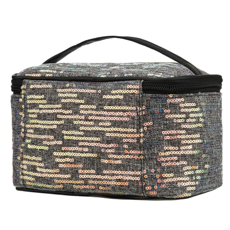 Geantă cosmetică de călătorie din material sintetic negru, decorată cu paiete - Peterson PTR-PTN KOS-DA-18-3545 B [2]