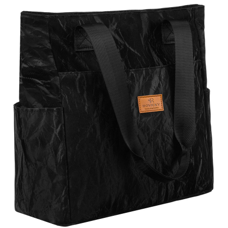  Handbags, Wallets & Cases  - Geantă mare de damă neagră din poliester cu model, cu închidere cu fermoar - Rovicky PTR-R-TZ-01-2356 BLACK W