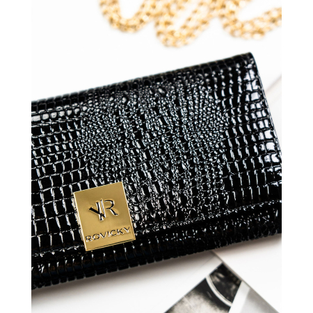 Portofel negru de damă din piele lăcuită cu sistem RFID - Rovicky RH-22-1-RS BLACK [3]
