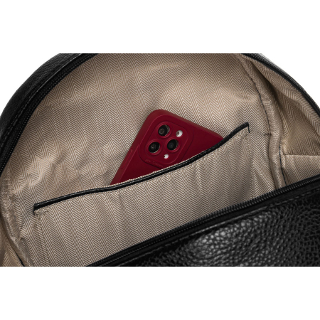 Rucsac elegant de damă, negru, mic, decorat cu matlasare și nituri argintii, piele ecologică Peterson PTN SPY-1-PIL BLACK [6]