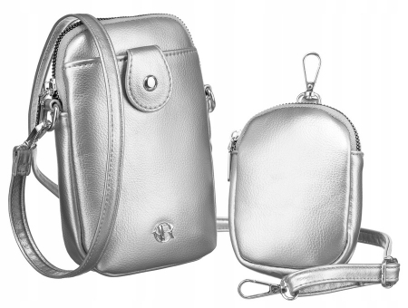 Clutch / Posete Plic - Mini geanta de dama cu o poseta suplimentara din piele ecologica - Rovicky PTR-R-KP-02-HRH-3983 SIL