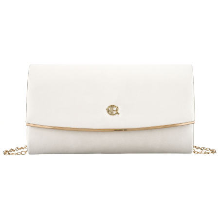 Geantă tip clutch de damă din material sintetic alb, suspendată cu lanț - Rovicky R-XS028-3-0665 WHITE [1]