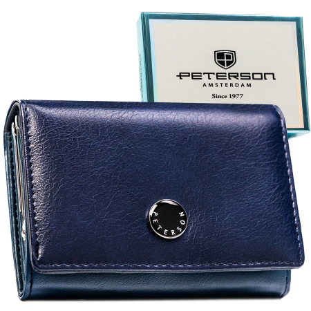 Portofel orizontal pentru femei din piele naturală și ecologică, bleumarin, cu sistem RFID - Peterson PTR-PTN PX30-F773 NAVY [0]