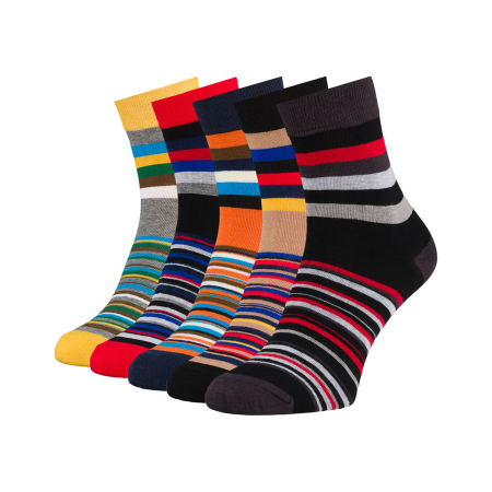 Produse noi - Set de 5 perechi de șosete bărbătești cu dungi, mărimi 40-45 - Peterson PTR-PTN SML-S5-40-45-PA1