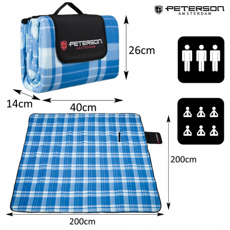 Pătură de picnic din material textil cu izolație impermeabilă - Peterson PTR-PTN KOC1-8309 BLUE [2]