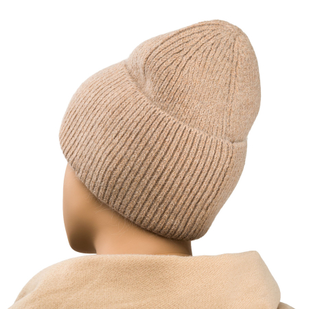 Căciulă beanie bej pentru femei, mărime universală, cu sigla mărcii - Peterson PTR-PTN HAT-10-5516 KHAK [6]